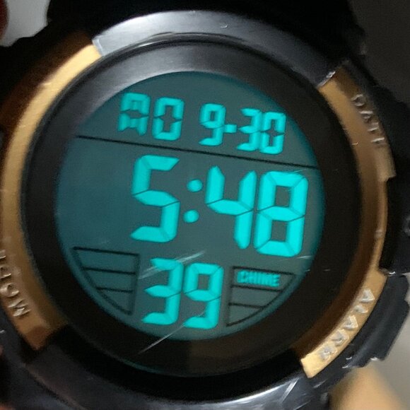 Lavaredo men digital watch black tone 44mm day date alarm chrono running - Picture 3 of 7